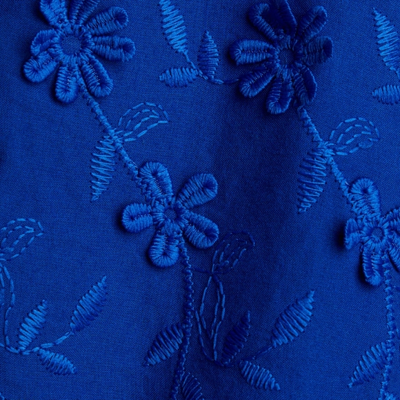 NWT H&M Appliquéd 100% Cotton Godet Dress Bright Blue 128195500 Sz XS, S, M - Picture 5 of 9